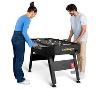 Hop-Sport Table de baby-foot Corner, table de football pour enfants et adultes, Baby-foot avec 3 ballons pour la maison, très stable et robuste, Noir-Doré Doré