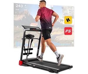 HOP-Sport® Tapis de Course Pliable HS-1200LB Soul, Vitesse 0.8-14 km/h, Tapis Roulant Inclinable 2en1 pour la Maison avec Appareil de Massage, Écran LCD, Contrôle par Application, 15 Programmes