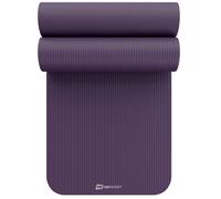 Hop-Sport Tapis de fitness 190x60x1 cm, Tapis de sport antidérapant, Tapis de yoga en mousse NBR + sangle de transport, Aubergine