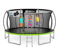 Trampoline Extérieur Enfant Citrouille 488 cm, Kit Complet avec Filet de sécurité interieur, Tapis de Saut, Echelle, Capacité de Charge 150 kg,