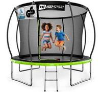 Hop-Sport Trampoline Extérieur Enfant Citrouille 305 cm, Kit Complet avec Filet de sécurité interieur, Tapis de Saut, Échelle, Capacité de Charge 150 kg, Certificats de sécurité Noir / Vert