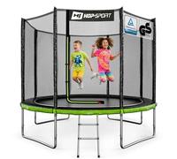 HOP-Sport® Trampoline Extérieur Enfant Rond 305 cm, Kit Complet avec Filet de sécurité, Tapis de Saut, Échelle, Housse de Protection de Bord, Capacité de Charge 150 kg, Certificats de sécurité