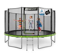 HOP-Sport® Trampoline Extérieur Enfant Rond 427 cm, Kit Complet avec Filet de sécurité, Tapis de Saut, Échelle, Housse de Protection de Bord, Capacité de Charge 150 kg, Certificats de sécurité