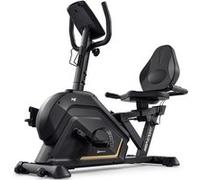 Hop-Sport Vélo d’appartement semi-allongé électromagnétique HS-120L Ravel avec 12 programmes d'entraînement, Contrôle Bluetooth et application, Roue d’inertie 10 kg Noir / Doré