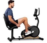 Hop-Sport Vélo d’appartement semi-allongé Root HS-040L, Roue d'inertie 9,5 kg, Vélo assis avec 8 Niveaux de résistance, Vélo couché avec dossier, Siège réglable, Captures de pouls, Doré Doré G