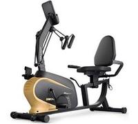 Hop-Sport Vélo d’appartement semi-allongé Volt HS-045L, Résistance magnétique à 10 Niveaux, Siège Réglable avec Dossier, Deux bandes résistance, Écran LCD et Captures Pulse, Max. 110 kg Noir / Doré G