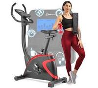 Hop-Sport Vélo d'appartement électromagnétique, Roue d'inertie 7kg, Vélo fitness Host, 16 niveaux de résistance, Max. 150kg, Rouge