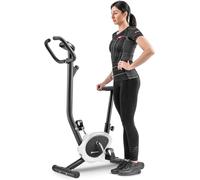 Hop-Sport Vélo d'Appartement Mécanique HS-010H Rio, Compact, Résistance Réglable, Ordinateur d'Entraînement, Jusqu'à 120 kg, Blanc