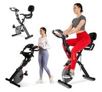 Hop-Sport Vélo d'appartement pliable avec dossier HS-3030X Apeks, Vélo fitness magnétique X-Bike, Écran LCD, 10 niveaux de résistance, Capteurs de pouls et Roue d'Inertie de 5 kg, Charge max. 120 kg, 