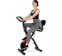 HOP-SPORT® Vélo d'appartement pliable avec dossier HS-3030X Apeks, Vélo fitness magnétique X-Bike, Écran LCD, 10 niveaux de résistance, Capteurs de pouls, Roue d'Inertie 5 kg, Charge max. 120 kg, Noir