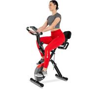 HOP-SPORT® Vélo d'appartement pliable avec dossier HS-3030X Apeks, Vélo fitness magnétique X-Bike, Écran LCD, 10 niveaux de résistance, Capteurs de pouls, Roue d'Inertie 5 kg, Charge max. 120 kg, Gris