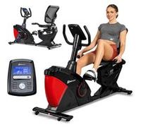 HOP-SPORT® Vélo d'appartement Semi-Allongé HS-070L Helix, Bluetooth & App, 32 Niveaux de Résistance, Masse d'inertie 18,5 kg, Ordi Multifonctionnel, roulettes de Transport, Poids Max.150 kg, Rouge