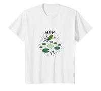 Hop to It : Leaping Frog Motivational Pond Life T-Shirt, Enfant, Blanc, 4 Ans