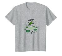 Hop to It : Leaping Frog Motivational Pond Life T-Shirt, Enfant, Gris Chiné, 4 Ans