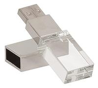 Hopas Neuf Cristal Transparent Rectangle Authentique USB Flash Drive 2.0 Cadeau de Mariage Pen Drive, Argent 32GB Argenté