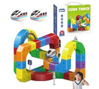 HOPASRISEE Clickrail Electric Train Set Flexible Race Track, Magic Rail Block, Antigravity 3D Embedded Layouts Flexible Race Track, Keep Children Away from Electronic Devices(82+1 Pcs)