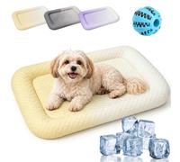 HOPASRISEE Cooling Gel Mat for Pets Summer Heat Relief Pad, Breathable Non-Toxic Cool Sleeping, Waterproof Easy Clean Cooling Mat with Anti-Slip Bottom for Indoor Outdoor Use (Yellow,40 * 50cm)