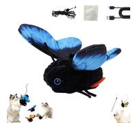 HOPASRISEE Jouet électrique for Chat Papillon avec Suspension | Jouet papillon for chat avec trois modes de battement d'ailes(Blau,1 Stück)