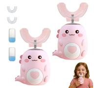 HOPASRISEE Loulou Smile Brosse A Dent, Loulousmile Dinobrush Brosse à Dents 360 pour Enfants, Silicone Brosse à Dents éLectrique Enfant, Rechargeable Et éTanche, IdéAl pour Les Familles(R+R,2-6 Ans)