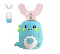 HOPASRISEE Loulou Smile Brosse A Dent, Loulousmile Dinobrush Brosse à Dents 360 pour Enfants, Silicone Brosse à Dents éLectrique Enfant, Rechargeable Et éTanche, IdéAl pour Les Familles(Cyan,2-6 Ans)