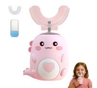 HOPASRISEE Loulou Smile Brosse A Dent, Loulousmile Dinobrush Brosse à Dents 360 pour Enfants, Silicone Brosse à Dents éLectrique Enfant, Rechargeable Et éTanche, IdéAl pour Les Familles(Rose,2-6 Ans)