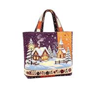 HOPASRISEE Polyester Padded Christmas Quilted Tote Bag | Structured & Fade-Resistant, Easy Wipe Clean, Large Reusable Holiday Shopper for Women(I)