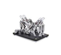 HOPBLOCK Stirling Engine Moteur en métal amorçable V4 4 cylindres Stirling Moteur à combustion externe Kit de construction Jouet éducatif