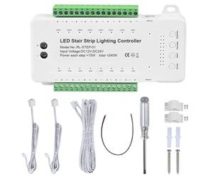 Hopbucan 16 Canaux LED Escalier Lumière Escalier Contrôleur 2 PIR pour Intérieur Flexible LED COB Bande Lumineuse Sans Télécommande