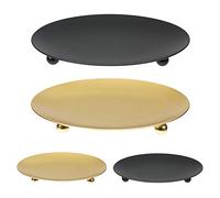 Hopbucan Lot de 4 Supports de Bougies pour Bougies LED et Cire, Mariage (doré + Noir)