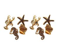 Hopbucan Lot de 8 Serviettes de Table en d'étoile de mer Hippocampe, modèle de qualité supérieure, Serviettes d'hôtel, Boucle, Anneau de Salle à Manger