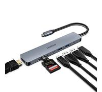 HOPDAY Adaptateur USB C, Hub USB C, Double Affichage 7 en 1 avec HDMI 4K, USB 3.0, 100 W PD, SD/TF, Macbook Pro/Air Station d'accueil pour Dell, Surface, HP, Lenovo et Autres appareils Type C