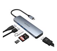 HOPDAY USB C Hub, 6 en 1 Adaptateur USB C à Double Affichage pour MacBook Pro/Air, USB 3.0 5 Gbps Station d'accueil Rapide pour Dell, Surface, HP, Lenovo (4K HDMI, SD/TF, USB A 3.0)