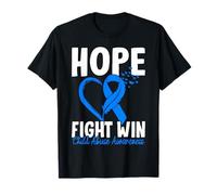 Hope Fight Win Ruban Bleu Sensibilisation aux Mauvais traitements des Enfants T-Shirt