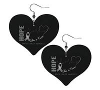 Hope For A Cure Cerveau Cancer Sensibilisation En Cuir Boucles D'oreilles Pour Les Femmes Dangle Boucle D'oreille Goutte Coeur Pendentif Avec Crochet Cadeaux Pour Adulte Fille