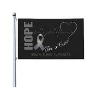 Hope For A Cure Drapeaux de sensibilisation aux tumeurs cérébrales 0,9 x 1,5 m Drapeau de décoration extérieure Bannière légère Drapeaux de fête à la maison Yard 3 x 5 drapeaux