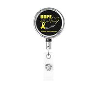 Hope for A Cure Enrouleur de porte-badge en métal robuste pour la sensibilisation au cancer de l'enfance, porte-badge rétractable avec clip de ceinture pour porte-cartes de visite
