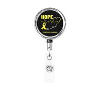 Hope for A Cure Porte-badge en métal robuste pour la sensibilisation à l'endométriose, porte-badge rétractable avec clip de ceinture pour porte-cartes de visite