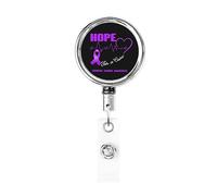 Hope for A Cure Porte-badge en métal robuste pour la sensibilisation au cancer de l'estomac, porte-badge rétractable avec clip de ceinture pour porte-cartes de visite