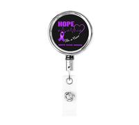 Hope for A Cure Porte-badge en métal robuste pour sensibilisation à la violence domestique, porte-badge rétractable avec clip de ceinture pour porte-cartes nominatives Employé Enseignant