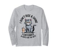 Hope for The Best Coffee Cat Matin Caféine Lover Grumpy Manche Longue