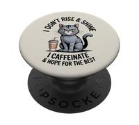 Hope for The Best Coffee Cat Matin Caféine Lover Grumpy PopSockets PopGrip Adhésif