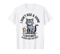 Hope for The Best Coffee Cat Matin Caféine Lover Grumpy T-Shirt
