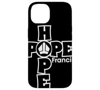 Hope Francis Croix Mitre Typographie pour Foi Catholique Coque pour iPhone 14