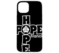 Hope Francis Croix Mitre Typographie pour Foi Catholique Coque pour iPhone 15 Plus