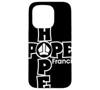 Hope Francis Croix Mitre Typographie pour Foi Catholique Coque pour iPhone 15 Pro