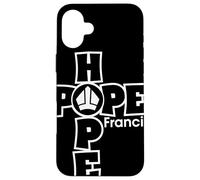 Hope Francis Croix Mitre Typographie pour Foi Catholique Coque pour iPhone 16 Plus