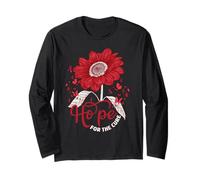Hope Love Cure Ruban Rouge Sensibilisation au SIDA Tournesol Rouge Manche Longue