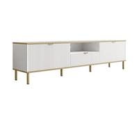 Hope - meuble tv 181 cm - 2 portes et 1 tiroir - Blanc / Doré