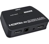HOPE R HDMI 2.0 4K Splitter, 1 entrée et 2 sorties, supporte UHD 4Kx2K@60Hz, avec extracteur audio SPDIF + R/L, noir