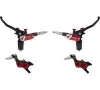 Hope Set de Freins à Disque av+arr Tech 4 E4 avec Conduite en Acier Flex rouge Satz (VR + HR)